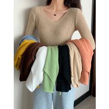 2025 grundlegende B-ausschnitt Solide Herbst Winter Pullover Frauen Weibliche Gestrickte Rippen Pullover Dünne Lange Hülse Badycon Hohe Qualität Pullover