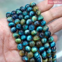 Koraliki z kamienia naturalnego niebieskie tygrysie oko okrągłe luźne koraliki Diy Charm bransoletka