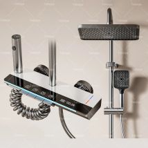 Smart Digital Display Badezimmer Dusche Set Klavier Schlüssel Regen Bad Duschen System Set Wohnung Badewanne Dusche Wasserhahn Komplettset