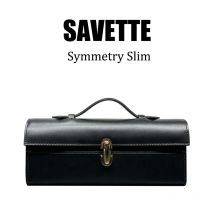 SAVETTE Genuine Leather Tote Women's Simple Handbag Small Square Bag Baguette Bags High Quality Savette Symmetry Slim Row Bag