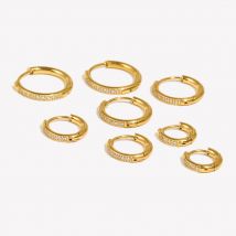 Minimaler Basic-Schmuck, wasserfest, hypoallergen, Edelstahl, Zirkonia, Huggies-Creolen für Damen und Mädchen