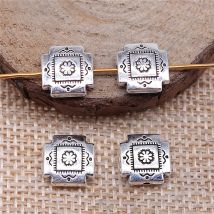 IFOCUS 10 Stück/Lot kleine quadratische Perlen für DIY-Schmuckherstellung, Zinklegierung, 10 x 10 x 4 mm/0,39 x 0,39 x 0,16 Zoll