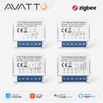 AVATTO ZigBee Tuya 1/2/3/4 Gang Mini Smart Switch Interruttori della luce fai da te Modulo Controllo bidirezionale Funziona con Alexa Alice Google Home