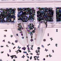 12 AB gemischte Luxus-Nagel-Strasssteine in mehreren Form, 3D-Farbe, Nagel-Edelstein, Glas-Nagel-Anhänger, geeignet für DIY-Nagelhandwerk-Dekoration