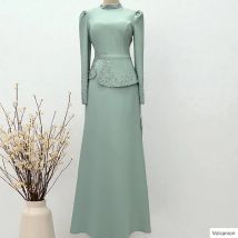 Maßgeschneiderte A-Linie-Abendkleider, bodenlang, Stehkragen, volle Ärmel, Abendkleid, modisches Kristallperlen-einfaches drapiertes Partykleid
