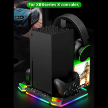 Xbox Series X Spielekonsole, Multifunktions-Lüfterbasis mit Griff, Dual-Charge, RGB-Lichtscheibenspeicher, Headset-Haken