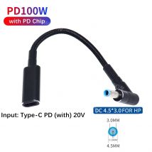 Typ C auf 4,5 x 3,0 mm Steckerkonverter 100 W USB C PD Schnellladekabel für HP/Dell Laptop-Ladegerät DC 4,5 x 3,0