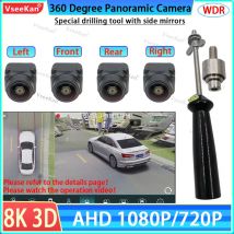 Cámara panorámica 3D 360 para coche, trasera, delantera y lateral, SONY-WDR 8K AHD1080P para Radio Android 360APP con abridor de agujeros