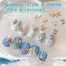 1PC 3D Sea Star Nagel Charms Gold Silber Shell Ohrstecker Perlmutt Perlen für Nail Art DIY Maniküre Dekoration Sommer Strand Nagel Design