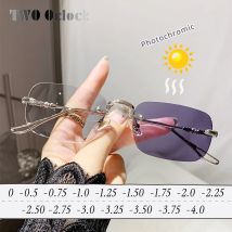 Occhiali da sole fotocromatici di lusso Occhiali da vista da donna Lenti graduate meno occhiali da computer anti blu trasparenti senza montatura