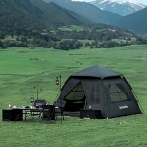 BLACKDOG Automatisches One-Touch-Zelt, schnell zu öffnen, zwei Türen, vier Fenster, Camping, Outdoor, schwarz beschichtet, wasserdicht, verdickt