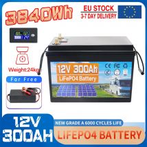 12V 24V 100AH 300AH 350AH LiFePo4 Batteria incorporata BMS al litio ferro fosfato Celle 6000 + cicli per camper camper Carrello da golf solare