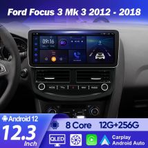 Radio samochodowe QSZN do Forda Focusa 3 Mk 3 2012-2018, 12,3-calowy samochodowy odtwarzacz multimedialny, inteligentne systemy, radio samochodowe, jednostka główna.