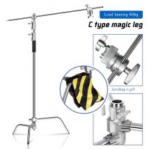 2.6M/8.5FT Stainless Steel Century Foldable Light Stand Tripod Magic Leg Photography C-Stand For Spot Light,Softbox,Photo Studio