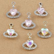 10 pz 18*15mm Cristallo CZ Cuore di Amore Pendenti E Ciondoli Ciondolo per la Produzione di Gioielli FAI DA TE Orecchini Collana Bracciale Accessori Forniture