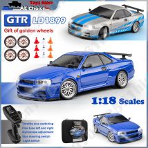 LDR/C LD1899 1/18 RC Drift Car GTR R34 2.4GHz RWD con giroscopio su strada Corpo in lega Guscio Auto da corsa Radiocomando