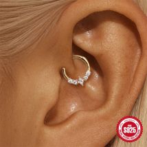 AIDE Ohrringe aus 925er-Sterlingsilber, rhombisch geformter Zirkon, klassisch, minimalistisch, Nasen- und Ohrpunktion für Frauen, Piercing-Reifen