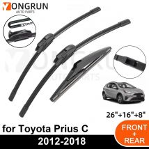 Langlebiges Zubehör für Auto-Scheibenwischer vorne und hinten, geeignet für Toyota Prius C 2012–2018, Autowischer 2013 2014 2015