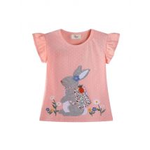 Jumping Meters 2-7T New Arrival Rabbit Applique Baby Girls Tees Cotton Summer Toddler Clothes Kids Tops Children's Tshirts