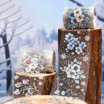3Rolls Winter Floral Sea Series Winter PET Die-Cut Tape Sticker Roll DIY Journal Collage Diary Album Card Decorations, Mr. Paper