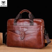 Bull captain Herren Aktentasche aus echtem Leder Umhängetasche 15-Zoll-Laptoptasche Herren Aktentasche klassische Büro Business Handtasche