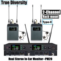 Leicozic PM20 2-Kanal-In-Ear-Monitorsystem Typ-C-Empfänger Drahtlose Stereo-Bühnenrückführung 150 m klarer Klang für Bühnen-Sänger