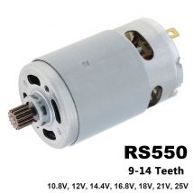 RS550 DC-Motoren 10,8 V/12 V/14,4 V/16,8 V/18 V/21 V/25 V Bohrmotor mit 9/11/12/13/14 Zähnen Getriebe mit hohem Drehmoment für elektrische Bohrmaschine