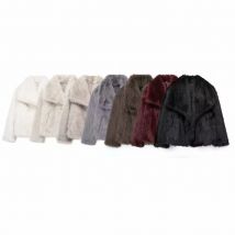 MUJER Faux Fur Coat Plush Fluffy Women's Jacket 2025 Woman Autumn Winter New in Outerwears White Red Gray Black Blends Coats