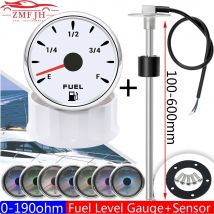 Niestandardowy czujnik pływakowy paliwa 0-190 omów + wskaźnik poziomu paliwa 7-kolorowe światło Auto Marine RV Boat Car 2" 52 mm Wskaźnik poziomu paliwa w zbiorniku 12V24V