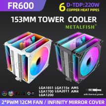 Metalfish CPU Air Cooler 4 6 Heat Pipe PC Radiatore di raffreddamento ARGB PWM Ventola da 12 cm per 1851/1700/1200/115X/AM5/AM4/2011/X79/X99