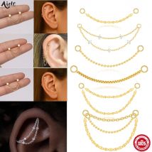 Aide 925 Silber Multi Style Sicherheitskette Charm Kette passen DIY Ohrring Hoops Piercing Armband Frauen Ohrstecker Schmuck Zubehör