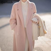 Blends Frauen Herbst Sanfte Elegante Mujer Temperament Alle-spiel Freizeit Solide Lange Stil Lose Mäntel Minimalistischen Jugendliche