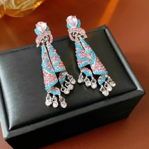 Vintage-Diamant-Ohrringe für Damen, silberne Nadel, geknotet, ovale Quaste, Tropfenohrring, leichter Luxus, hochwertiger Retro-Hochzeitsschmuck