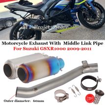 Slip On Für Suzuki GSXR1000 GSXR 1000 K7 K8 K9 2009-2011 Motorrad Auspuff Escape System 60mm Mid Link Rohr Schalldämpfer DB Killer