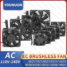 YOUNUON 60mm 80mm 90mm 120mm Ventola senza spazzole EC AC 110V 115V 120V 220V 240V Ventola assiale con viti/griglia 6025 8025 9225 12025 12038