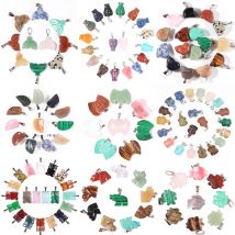 12Pcs Natürliche Stein Geschnitzte Tier Blatt Schädel Engel Anhänger Großhandel Gute Qualität Sortierte Charme Perle Für DIY Schmuck Machen