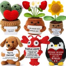 Energia positiva bambola all'uncinetto tasca abbraccio peluche lavorato a mano pianta di patate avocado ape tartaruga anatra divertente regalo di supporto emotivo