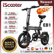 iScooter EB1 Elektrofahrrad, 250 W Motor, 36 V 7,8 Ah Lithiumbatterie, 25 km Hochgeschwindigkeits-Stadt-E-Bike mit 14 Zoll faltbar für Erwachsene