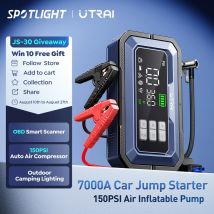 ​ ​ Avviatore di emergenza per auto UTRAI All-in-One 7000A con compressore d'aria, diagnosi OBD e booster di emergenza per batteria per auto Power Bank