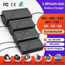 Ładowarka 36V 48V 52V 60V 72V 2A 3A 5A inteligentna szybka ładowanie 10S 13S 14S 16S 20S do 42V 54.6V 58.8V 67.2V 84V akumulator