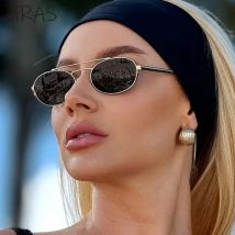 Kleine ovale modische Sonnenbrille für Damen 2026 – Luxusmarke, Doppelsteg, Vintage-Metallrahmen, klassische Outdoor-Brille für Frauen