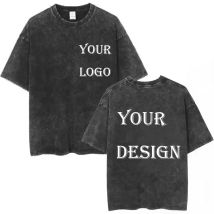 Unisex Baumwolle gewaschenes T-Shirt individuell bedrucktes T-Shirt Harajuku Top DIY Ihr Foto oder Logo T-Shirt Mode individuelles Top