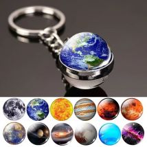 Świecący w ciemności brelok do kluczy z planetą Układu Słonecznego Mgławica Świecący brelok do kluczy Księżyc, Ziemia, Słońce, dwustronna szklana kula, brelok do kluczy Prezent