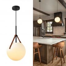 Aisilan LED-Pendelleuchte zum Aufhängen, goldene E27-Glühbirne, Glaskugel, Leder, für Esszimmer, Küche, Zimmer neben Bar, Insel-Kronleuchter