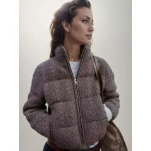 Women's Luxury Vintage Winter Loose Turtleneck Zipper Padded Coats Lady Elegant High Quality Knitted Thicken Warm Jackets Parkas