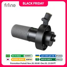 FIFINE Microfono dinamico USB/XLR con supporto antiurto, touch-mute, jack per cuffie e controllo del volume, per registrazione su PC o scheda audio -K688