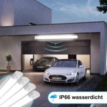 Luce resistente all'umidità con rilevatore di movimento, tubo luminoso a LED, luce bianca neutra 4000K, plafoniera a LED impermeabile IP66