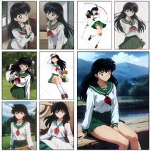 1pc Anime Inuyasha Kagome Poster selbst klebende Kunst wasserdichten Papier Aufkleber Kaffeehaus Bar Zimmer Wand dekoration