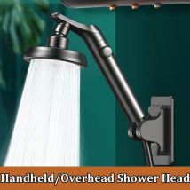 Adjustable Handheld Overhead Spray Dual-use Shower Head Rotatable Elbow Shower Head Set Booster Large Water Output