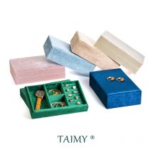 Taimy Luxus Samt Reise tragbare benutzer definierte Logo Schmuck Tablett mit Deckel Desktop Ring Armband Uhr Aufbewahrung sbox Display Verpackung